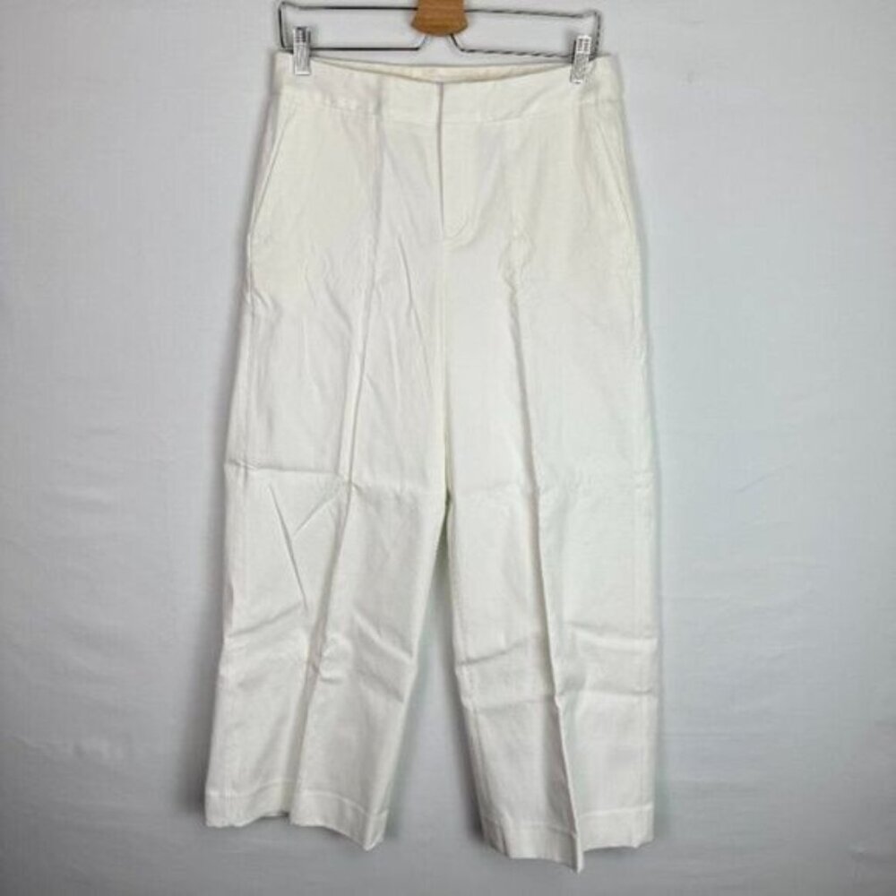 Everlane The Wide Leg High Rise Cotton Comfort Work Office Pant Off White 4